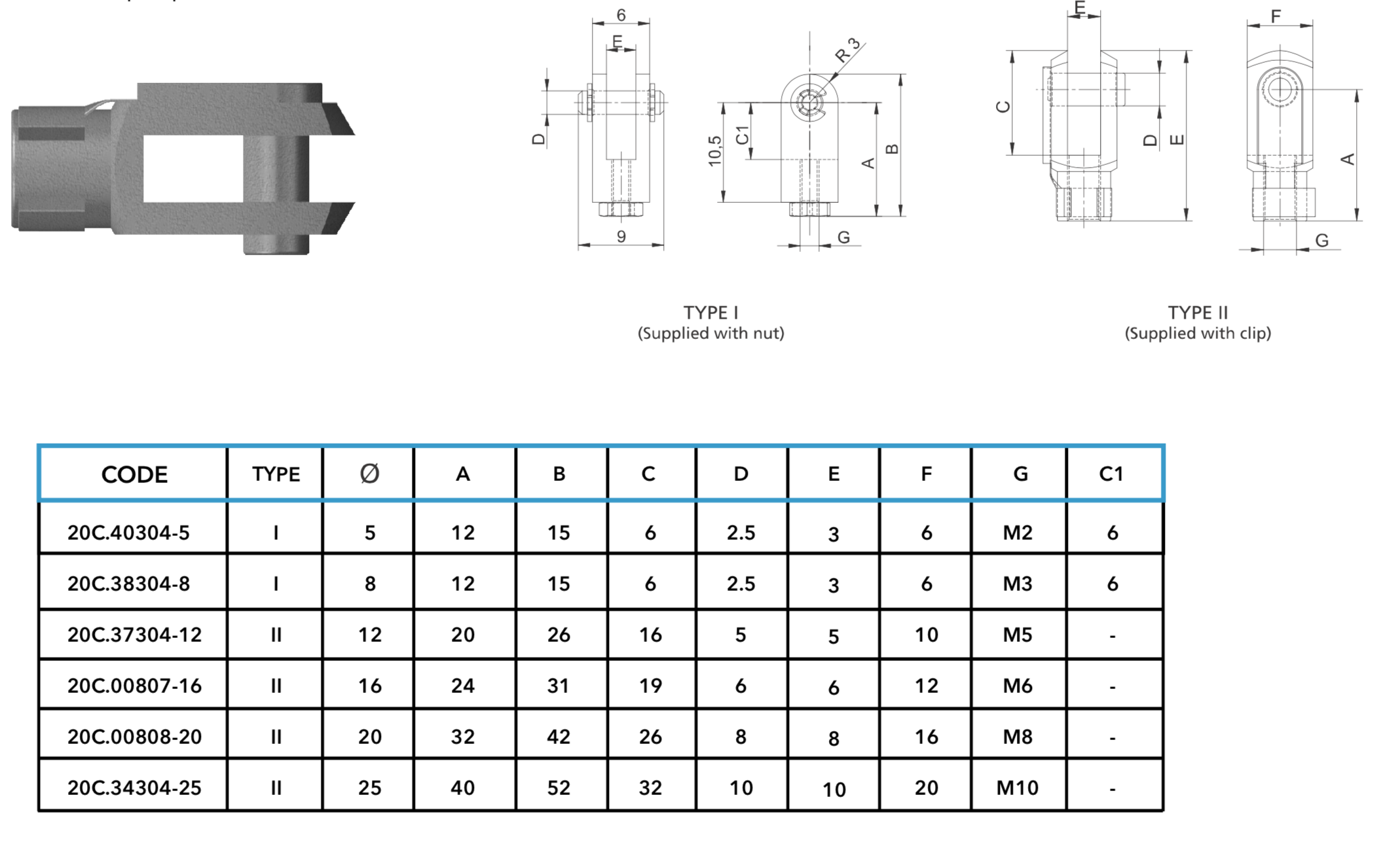 accessories brass cylinders Clevis